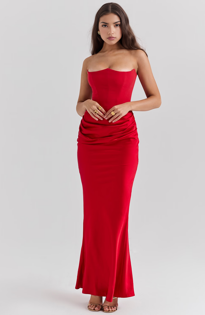 Camellia | Abendkleid Lang Trägerlos Elegant Tailliert Schwarz 7