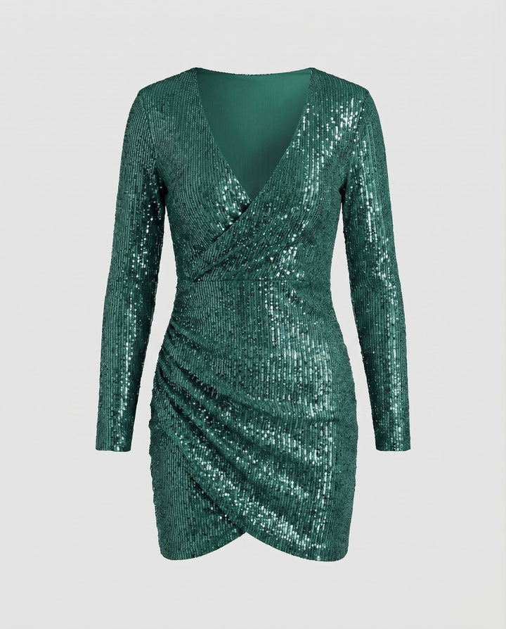 Celeste | Bodycon-Kleid mit V-Ausschnitt und Rüschen für den Abschlussball 10