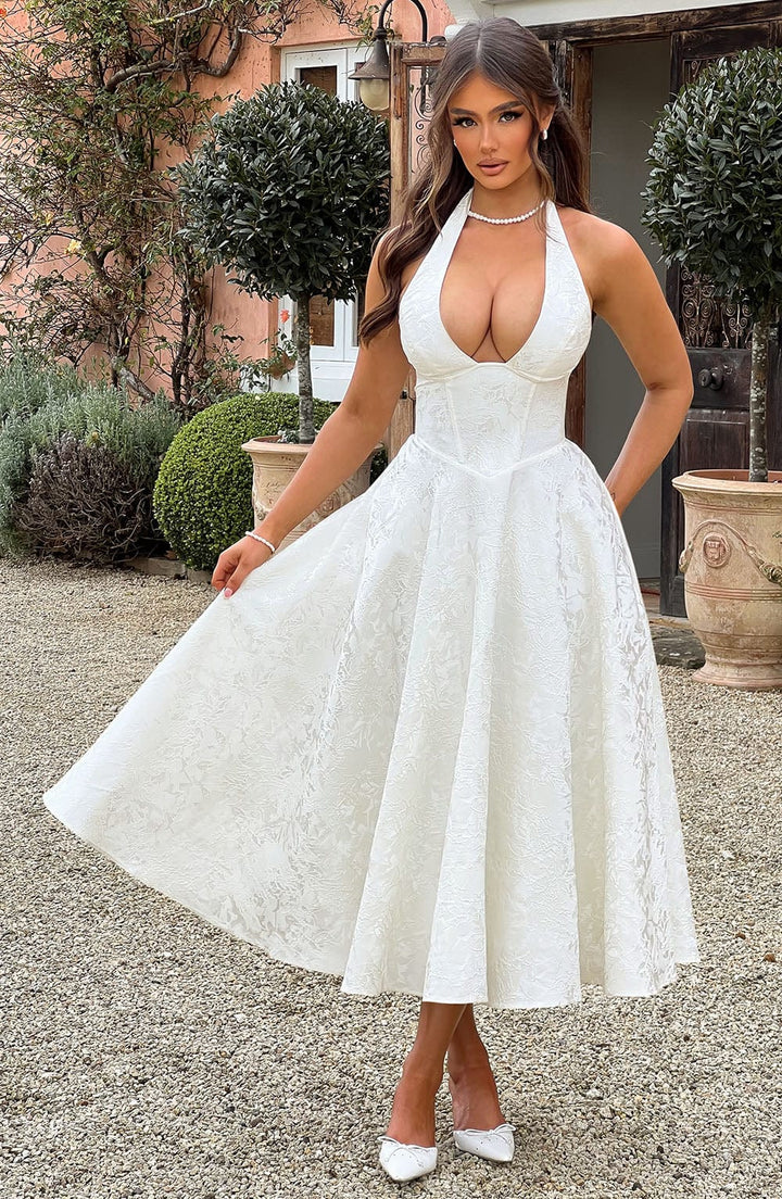 Celia | Damenkleid Hochzeitsgast Elegant V-Ausschnitt Festlich Fließend 1