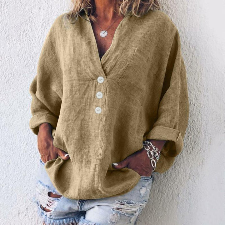 Celia | Elegante, Übergroße V-Ausschnitt Bluse für Damen 4
