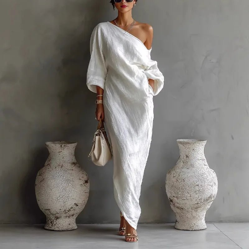 Celia | Elegantes, Asymmetrisches &amp; Fließendes One-Shoulder-Maxikleid 0