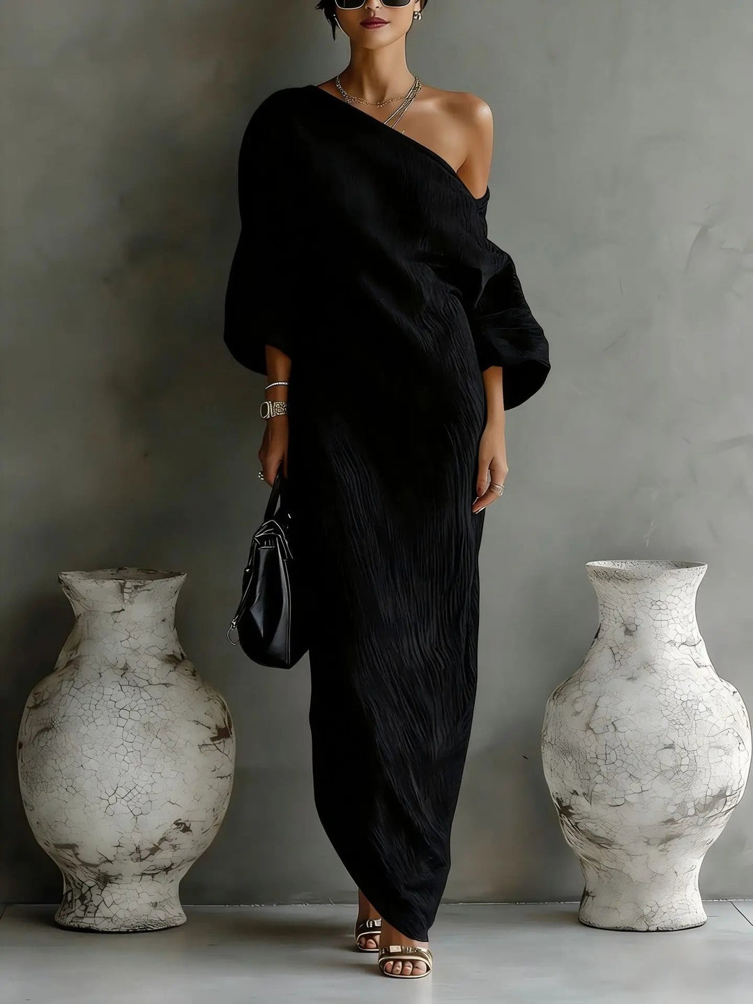 Celia | Elegantes, Asymmetrisches &amp; Fließendes One-Shoulder-Maxikleid 6