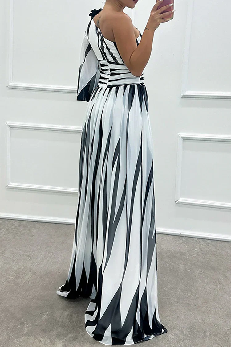 Celia | Maxikleid Damen Sommer Elegant One-Shoulder Asymmetrisch Fließend 2