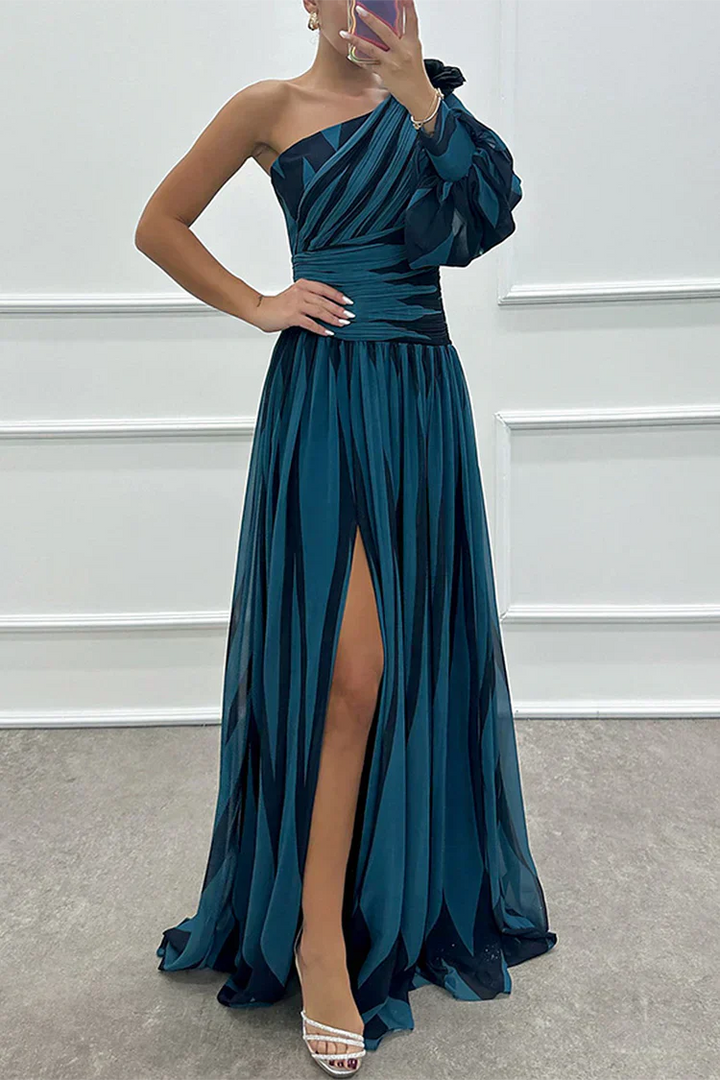 Celia | Maxikleid Damen Sommer Elegant One-Shoulder Asymmetrisch Fließend 7
