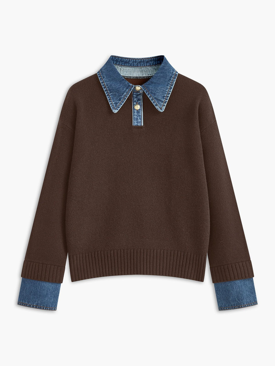 Charlotte | Bequemer und warmer Strickpolopullover mit Jeanskragen 7