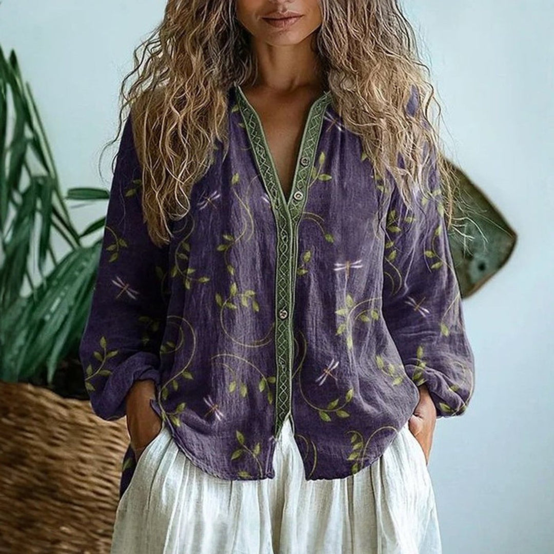 Chloe | Luftige und atmungsaktive Leinenbluse im Boho-Stil 0