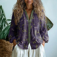 Amelie | Boho Linen Blouse with V-Neck for Women
