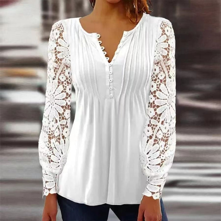 Christin | Stilvolle Henley Bluse mit bezauberndem Print 0