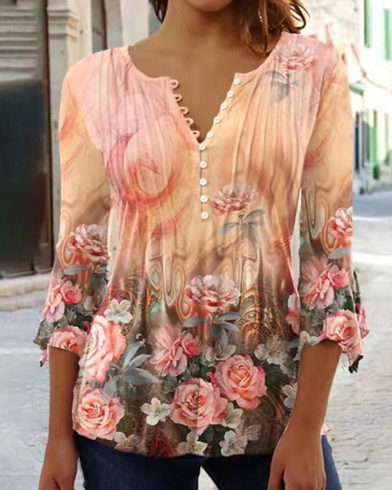Christin | Stilvolle Henley Bluse mit bezauberndem Print 7