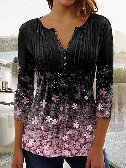 Christin | Stilvolle Henley Bluse mit bezauberndem Print 9