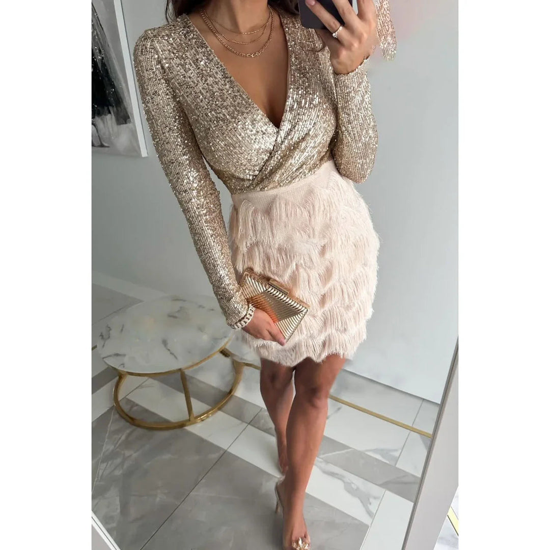 Christina | Glamouröses und elegantes Damen Pailletten Minikleid 0