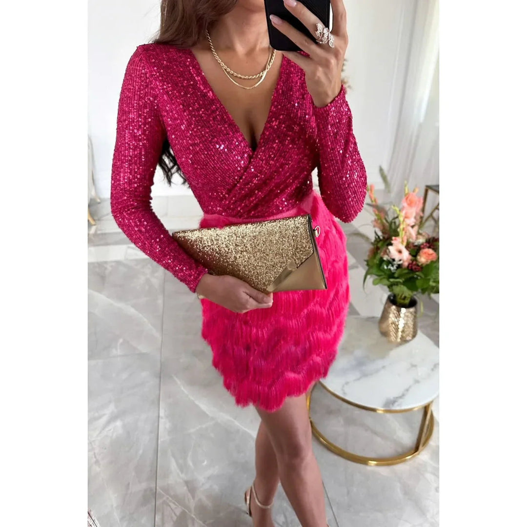 Christina | Glamouröses und elegantes Damen Pailletten Minikleid 1