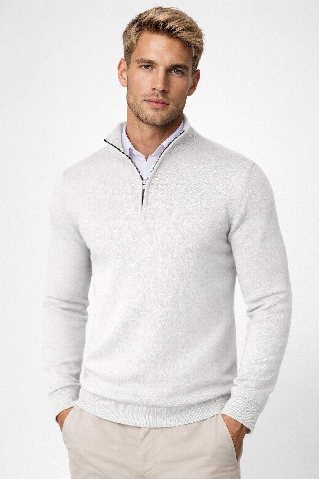 Christopher | Herren-Pullover mit halbem Reißverschluss und hohem Kragen 4
