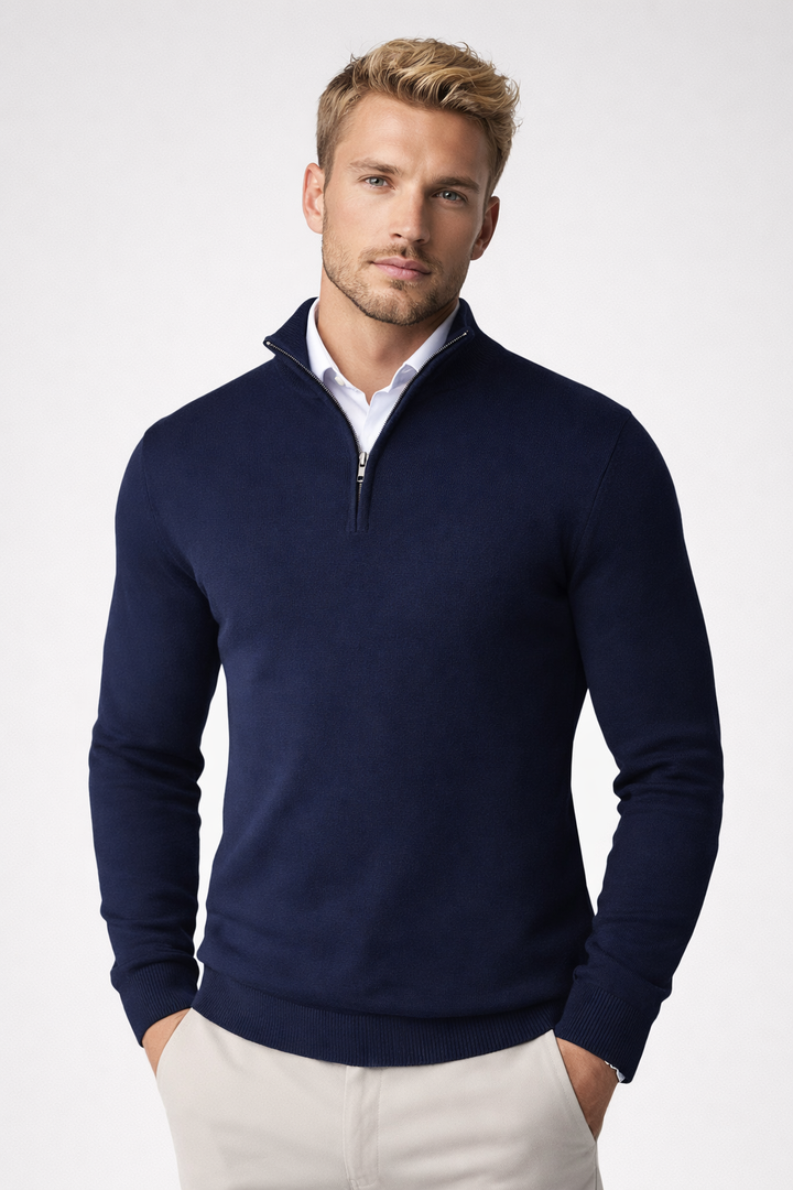 Christopher | Herren-Pullover mit halbem Reißverschluss und hohem Kragen 5
