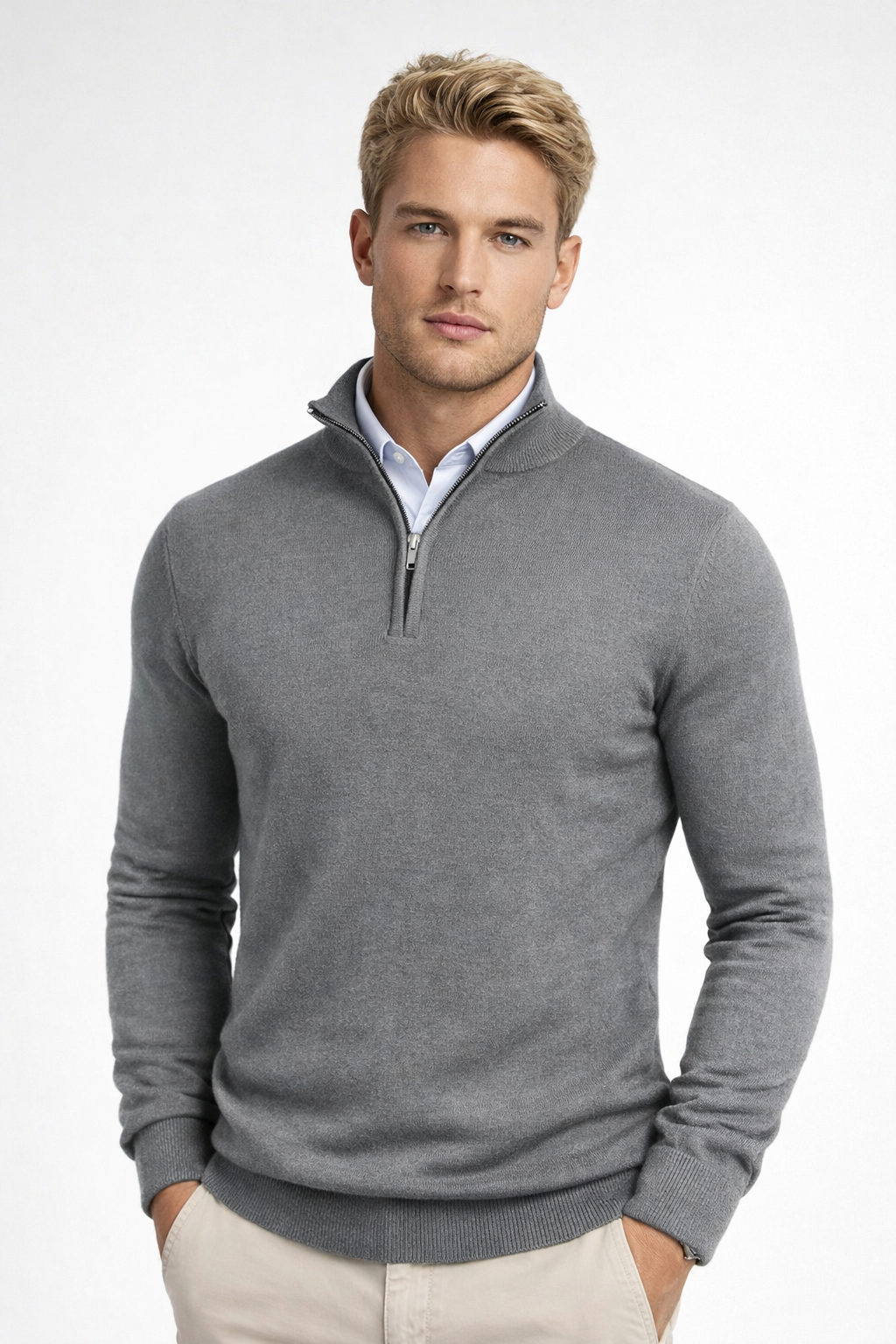 Christopher | Herren-Pullover mit halbem Reißverschluss und hohem Kragen 6