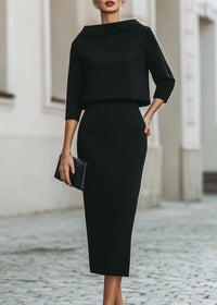 Stephanie | Elegantes zweiteiliges Crêpe-Set mit Midirock