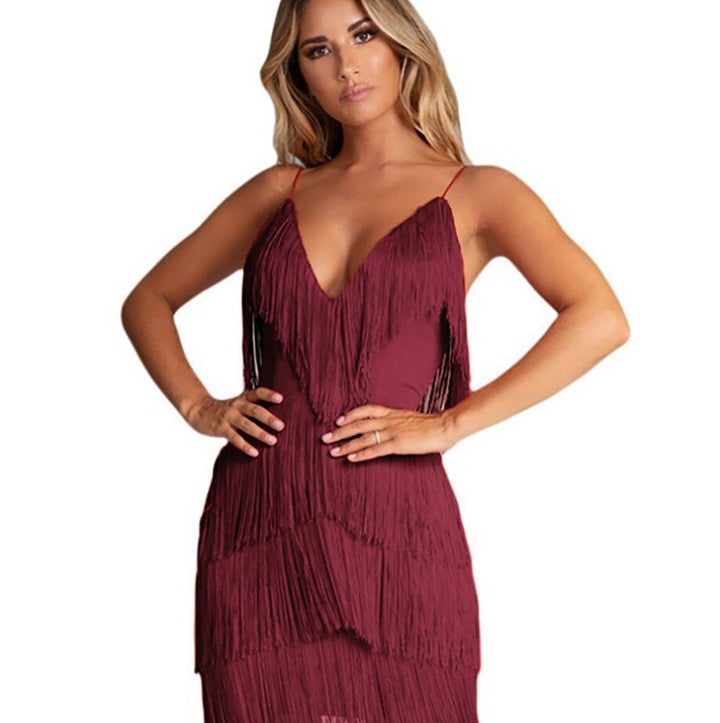 Claudia | Elegantes Damen Fransen Minikleid mit Tiefem V-Ausschnitt 3