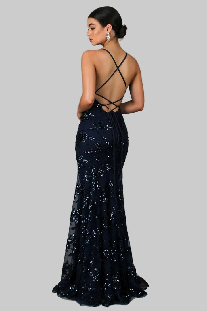 Coralie | Glamouröses V-Ausschnitt Maxikleid mit Pailletten 1