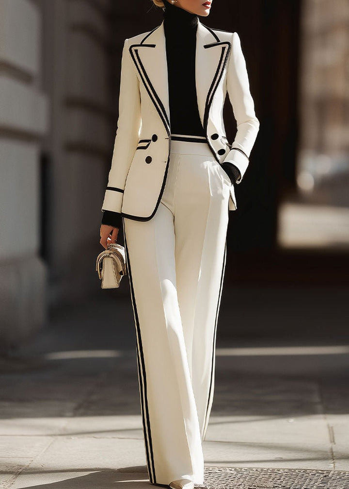 Dalia | Eleganter, Strukturierter Blazer & Weite Hose Damenanzug 1