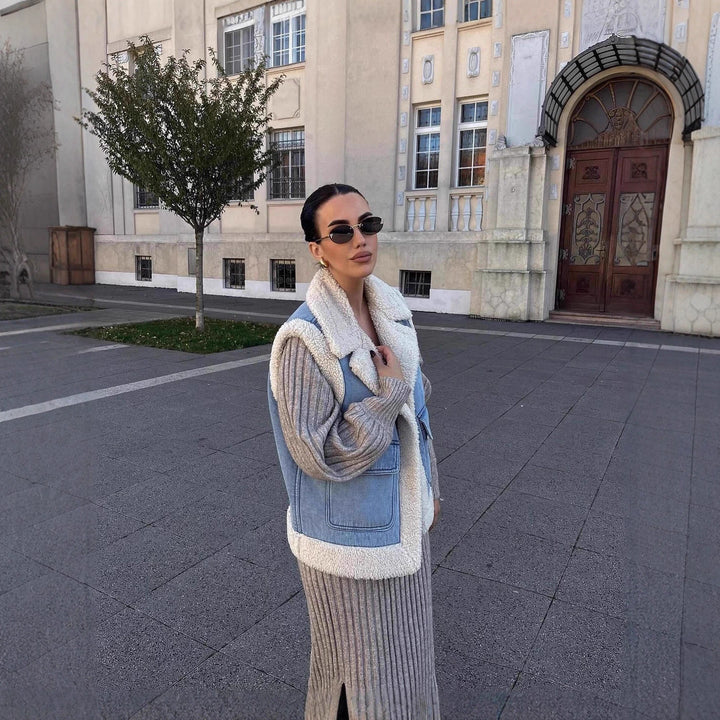 Damen Weste im Vintage-Style aus Denim mit Fleecefutter Drune 2