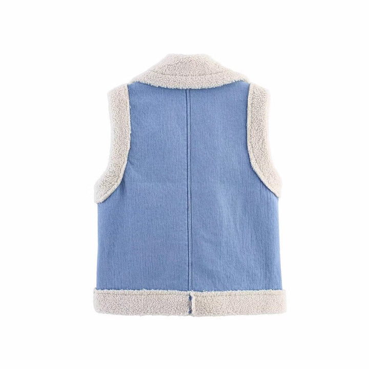 Damen Weste im Vintage-Style aus Denim mit Fleecefutter Drune 4