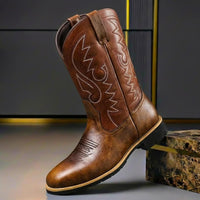 Samuel | Stylish Men's Genuine Leather Boots with Distinctive Embroidery