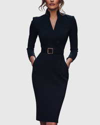 Victoria | Elegantes Business-Midikleid mit Gürtel-Akzent
