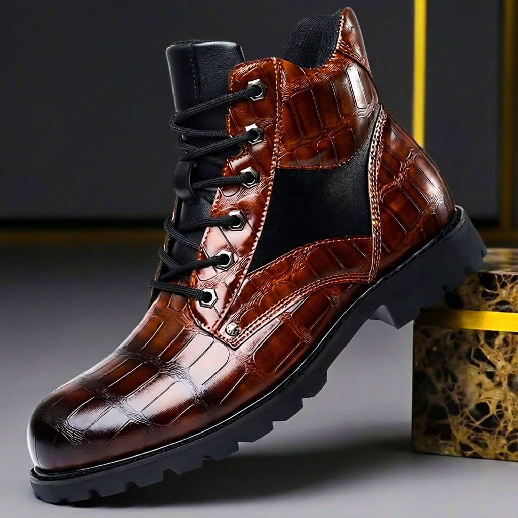 Dominik | Markante Stiefel mit strukturierter Lederoptik 0