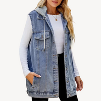 Maya | Lässige Und Bequeme Jeans-Weste Mit Kapuze