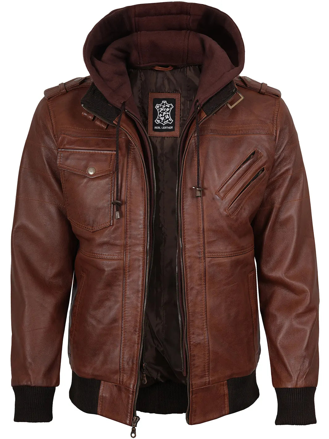 Edinburgh | Elegante Herren Leder Bomberjacke mit abnehmbarer Kapuze 3