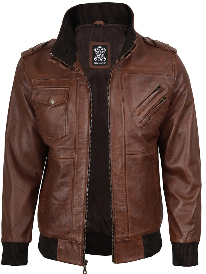Edinburgh | Elegante Herren Leder Bomberjacke mit abnehmbarer Kapuze 5