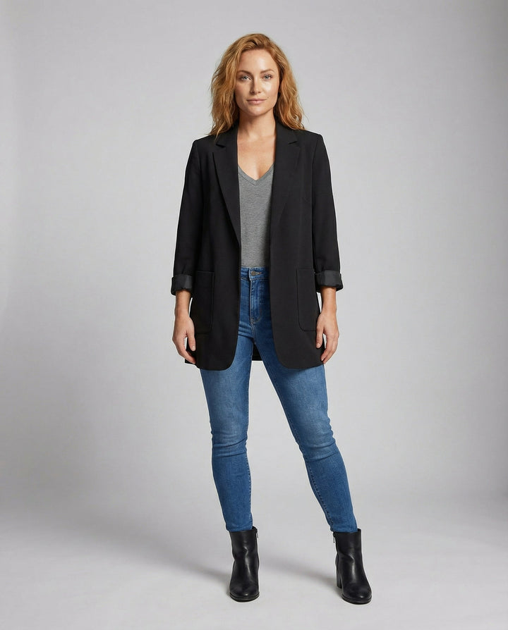 Elara | Eleganter, Fließender &amp; Vielseitiger Damen Longline-Blazer 1