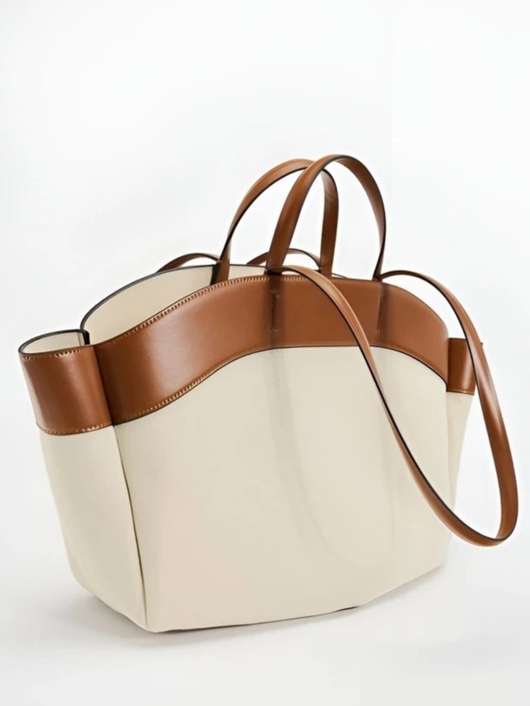Elena | Elegante Canvas Tragetasche mit Lederdetails 0