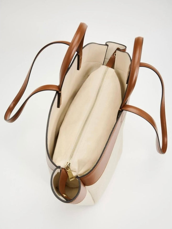 Elena | Elegante Canvas Tragetasche mit Lederdetails 2