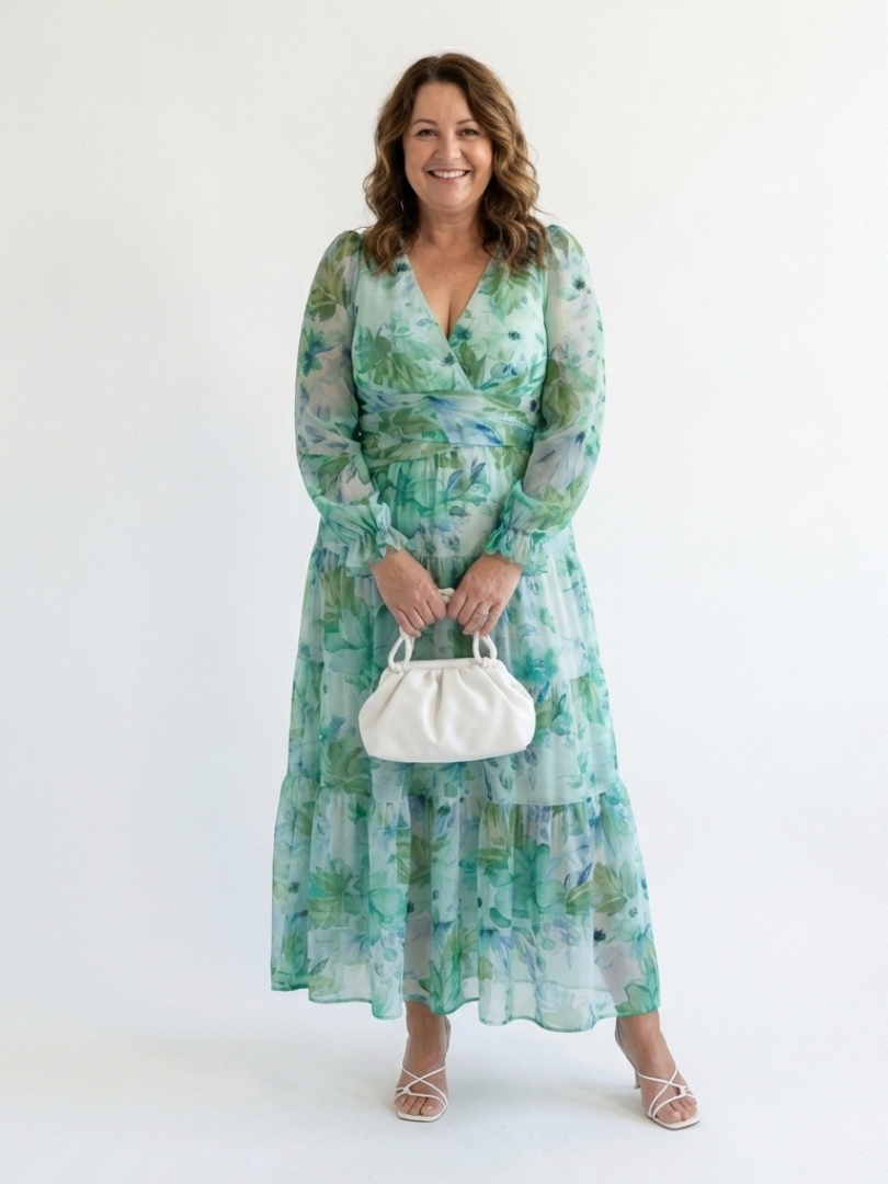 Elysia | Elegantes Blumenmuster Maxikleid Sommer mit langen Ärmeln für stilvolle Anlässe 2