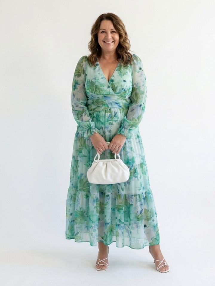 Elysia | Elegantes Blumenmuster Maxikleid Sommer mit langen Ärmeln für stilvolle Anlässe 2