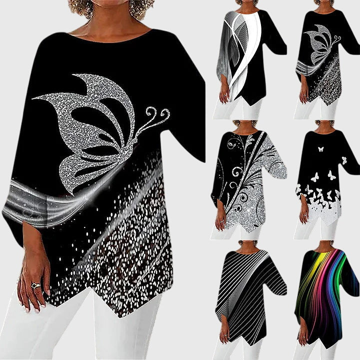 Elysia | Elegantes, Asymmetrisches Damenoberteil mit Schmetterlingsdruck 6
