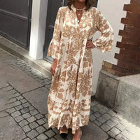 Karin | Elegantes langärmliges Midi-Kleid mit künstlerischem Paisley-Muster