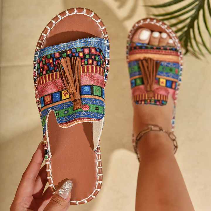 Elysia | Leichte, Atmungsaktive & Stilvolle Sandalen Damen mit Quasten 0