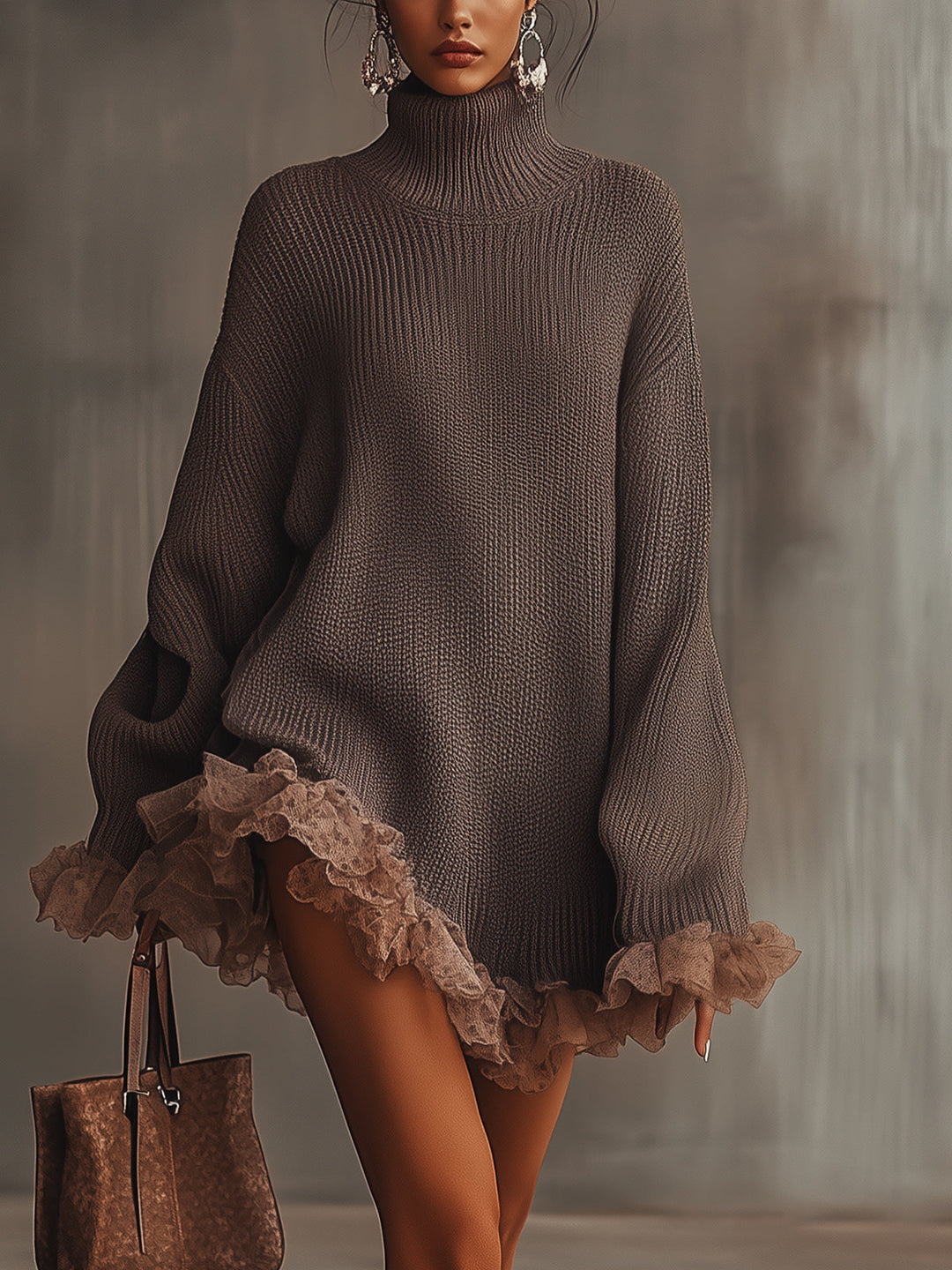 Emily | Elegantes, gerüschtes Strickkleid für den Winter 0