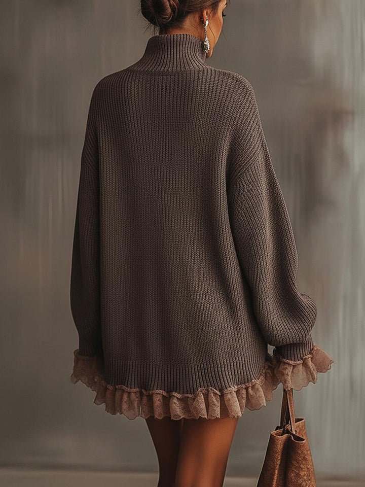 Emily | Elegantes, gerüschtes Strickkleid für den Winter 2