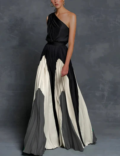 Emma | Elegantes farblich abgesetztes Abend-Maxikleid 2