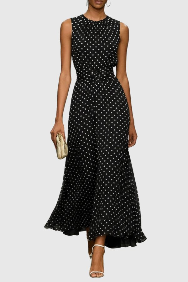 Emma | Zeitloses und elegantes polka dots Maxikleid 4
