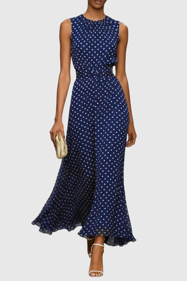 Emma | Zeitloses und elegantes polka dots Maxikleid 5