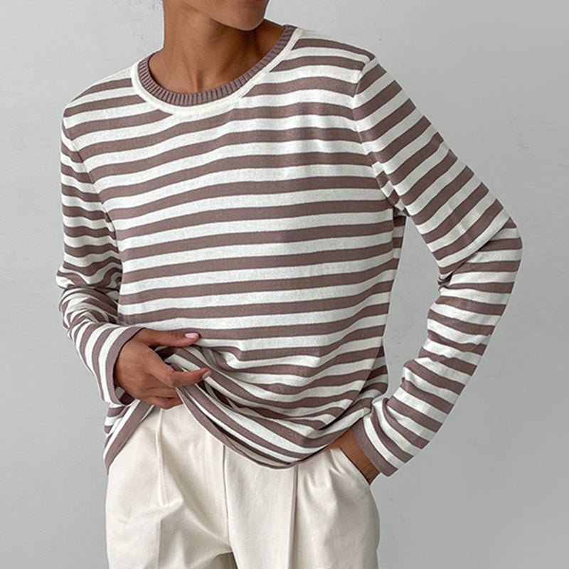 Evelyn | Damen-Langarmpullover mit maritim gestreiftem Muster und lockerer Passform 1
