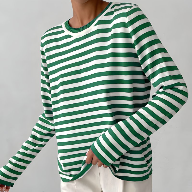 Evelyn | Damen-Langarmpullover mit maritim gestreiftem Muster und lockerer Passform 2