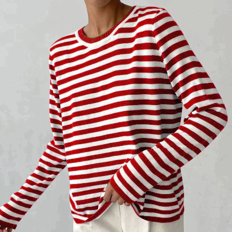Evelyn | Damen-Langarmpullover mit maritim gestreiftem Muster und lockerer Passform 3