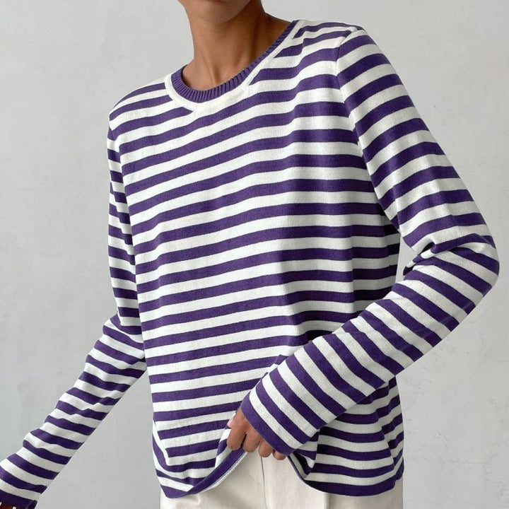 Evelyn | Damen-Langarmpullover mit maritim gestreiftem Muster und lockerer Passform 6