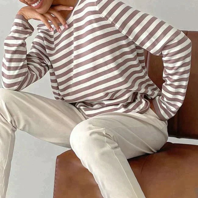 Evelyn | Damen-Langarmpullover mit maritim gestreiftem Muster und lockerer Passform 7