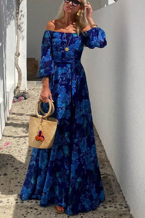 Evi | Schulterfreies Maxikleid mit Blumenmuster 1
